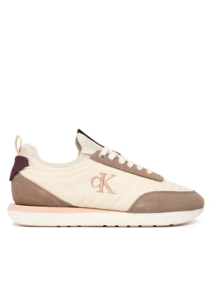 Sneakersy Calvin Klein Retro Runner Lace Up Sock YW0YW02060 Kremowy