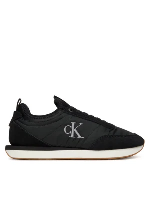 Sneakersy Calvin Klein Retro Runner Sock Laceup Mix Mat YW0YW02060 Czarny
