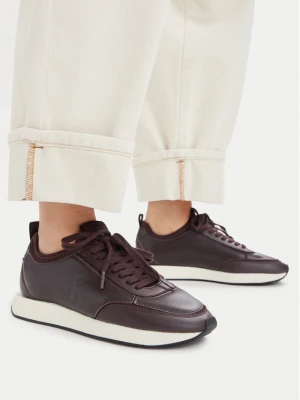 Sneakersy Calvin Klein Retro Runner Sock Panl Lth Neo HW0HW03118 Bordowy