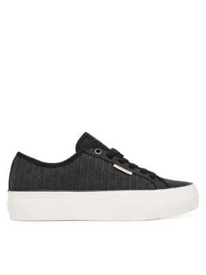 Sneakersy Calvin Klein Vulc Flatf Laceup Jaq Aop HW0HW03265 Czarny