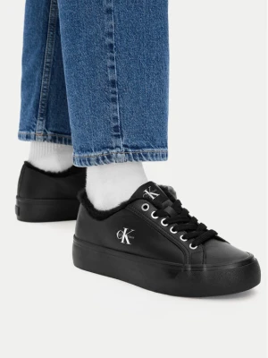 Sneakersy Calvin Klein Vulc Flatf Laceup Lth Fur HW0HW03235 Czarny