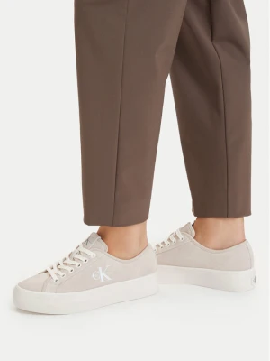 Sneakersy Calvin Klein Vulc Flatf Laceup Suede HW0HW03088 Beżowy