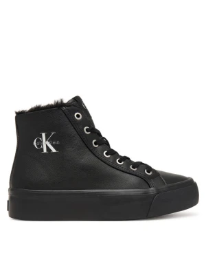Sneakersy Calvin Klein Vulc Flatf Mid Laceup Lth Fur HW0HW03234 Czarny