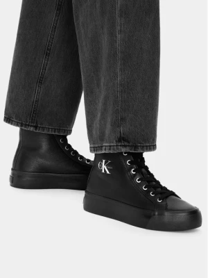 Sneakersy Calvin Klein Vulc Flatf Mid Laceup Lth Fur HW0HW03234 Czarny