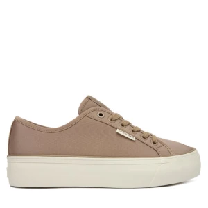 Sneakersy Calvin Klein Vulc Flatform Lace Up Moire YW0YW02012 Brązowy