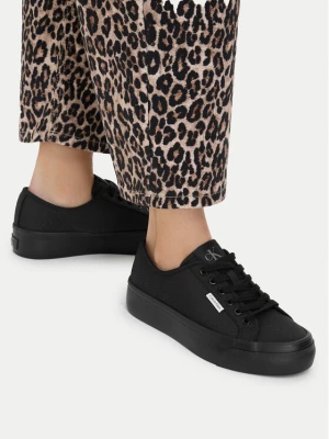 Sneakersy Calvin Klein Vulc Flatform Lace Up Moire YW0YW02012 Czarny