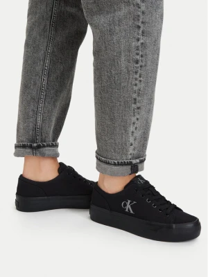 Sneakersy Calvin Klein Vulc Flatform Low Canvas Mg YW0YW01763 Czarny