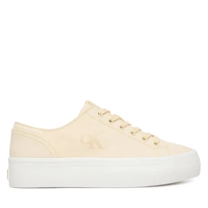 Sneakersy Calvin Klein Vulc Flatform Low Canvas Mg YW0YW01763 Écru