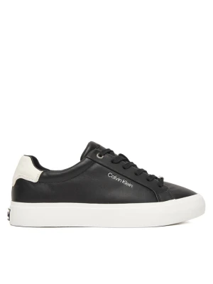 Sneakersy Calvin Klein Vulc Lace Up Lth / Moire Bt HW0HW02747 Czarny