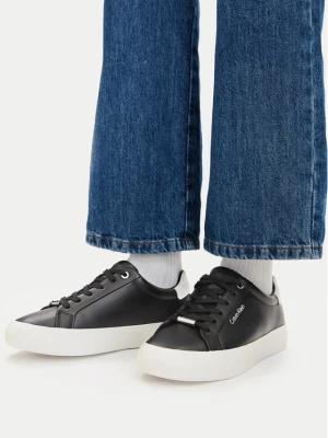 Sneakersy Calvin Klein Vulc Lace Up Lth / Moire Bt HW0HW02747 Czarny