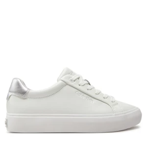Sneakersy Calvin Klein Vulcanized Lace Up Lth HW0HW02134 White/Silver 02R