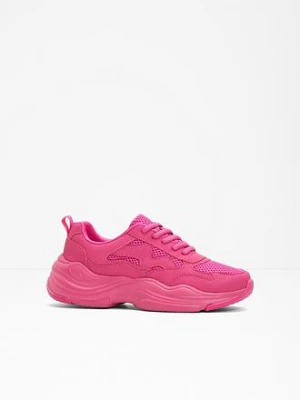 Sneakersy chunky z siateczkową wstawką BonPrix różowy