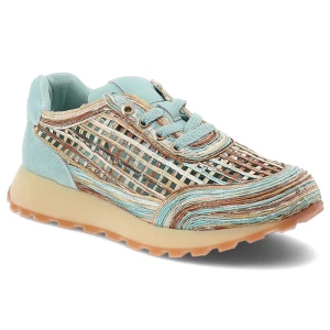 Sneakersy damskie Artiker, skóra ekologiczna i materiał tekstylny siateczkowa struktura wiązanie klasyczne, niebieskie, 58C1289