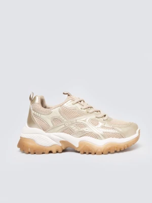 Sneakersy damskie beżowo-złote SS274014 802 BIG STAR