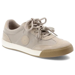 Sneakersy damskie Big Star, cholewka z połączenia materiału tekstylnego i skóry naturalnej sznurowany fason miękka wyściółka, beżowe, UU274001