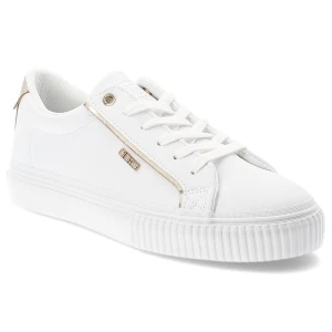 Sneakersy damskie Big Star, na płaskiej podeszwie z eko skóry z okrągłym noskiem i sznurowane, białe, SS274026