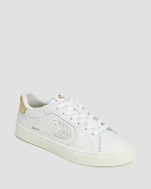 Sneakersy Damskie Cariuma Salvas White Premium Leather Ice Logo Metallic Gold