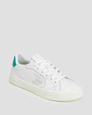 Sneakersy Damskie Cariuma Salvas White Premium Leather Ice Logo Metallic Green