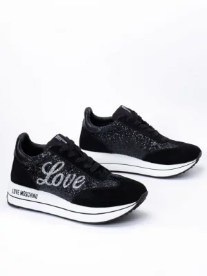 Sneakersy damskie czarne Love Moschino JA15384G1FJJ200A