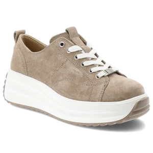 Sneakersy damskie Filippo, cholewka z naturalnej skóry zamszowej z klasycznym sznurowaniem i subtelnymi przeszyciami, masywna platforma o płynnej lin beżowy