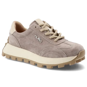 Sneakersy damskie Filippo, cholewka ze skóry naturalnej z klasycznym sznurowaniem masywna podeszwa o wyraźnym bieżniku zapewniająca stabilność, beżow