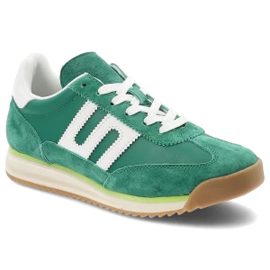 Sneakersy damskie Filippo, cholewka ze skóry naturalnej zamszowej klasyczne sznurowanie sportowy fason, zielone, DP7686/26