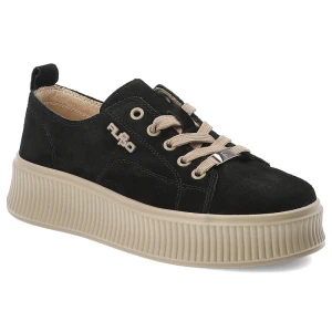 Sneakersy damskie Filippo o klasycznym sznurowanym fasonie z kontrastowymi detalami i subtelnym logo marki osadzone na grubszej profilowanej podeszwi czarny