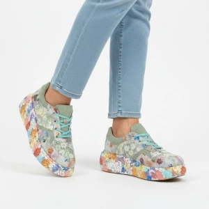 Sneakersy damskie Laura Vita, perforowana cholewka oraz podwyższona podeszwa z ozdobnym wzorem na boku, kolorowe, 64 SL26803B-64