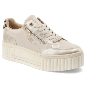 Sneakersy damskie Marco Tozzi, klasyczne sznurowanie oraz praktyczny zamek błyskawiczny ozdobne metaliczne wstawki, białe, 2-23728-46 402