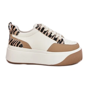 Zdjęcie produktu Sneakersy Damskie Na Masywnej Platformie Zebra Beżowe beżowy
