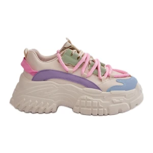 Sneakersy Damskie Na Masywnej Podeszwie Multikolor Nevela beżowy Inna marka