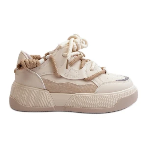 Sneakersy Damskie Na Platformie Beżowe Moariella beżowy Inna marka