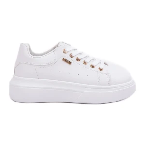 Sneakersy Damskie Na Platformie Eko Skóra Białe Inna marka