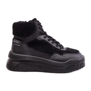 Sneakersy Damskie Na Platformie Z Futerkiem Typu Baranek Lee Cooper LCJ-24-47-3145 Czarne