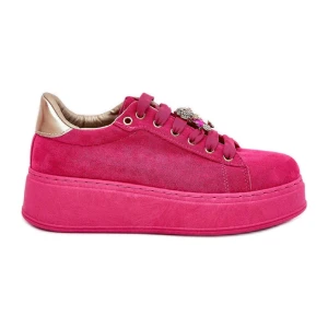 Sneakersy Damskie Na Platformie Z Misiem Fuksja różowe Inna marka