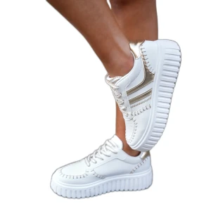 Zdjęcie produktu Sneakersy Damskie Na Platformie Złote złoty