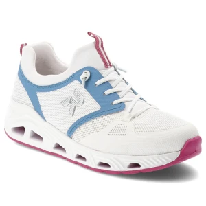 Sneakersy damskie Rieker, lekka konstrukcja oddychająca cholewka elastyczna podeszwa dobra amortyzacja sportowy charakter wygodne sznurowanie, białe,