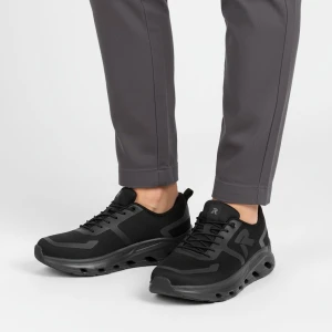 Sneakersy damskie Rieker, Lekka konstrukcja z oddychającej tkaniny zapewniająca komfort na co dzień amortyzująca podeszwa, czarne, W3504-00