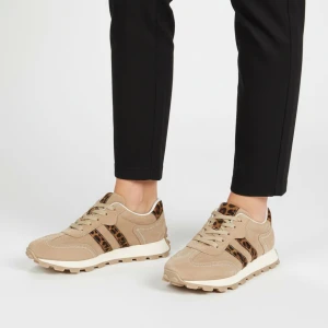 Sneakersy damskie S.Barski, cholewka ze skóry naturalnej zamszowej z tekstylnymi panelami kontrastowe wstawki boczne klasyczne sznurowanie profilowan