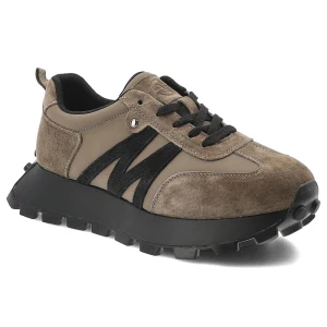 Sneakersy damskie Vinceza, cholewka ze skóry naturalnej sznurowany fason na grubej podeszwie, zielone, 41520