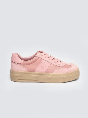 sneakersy damskie z dodatkiem skóry naturalnej różowe tt274196 601 Big Star