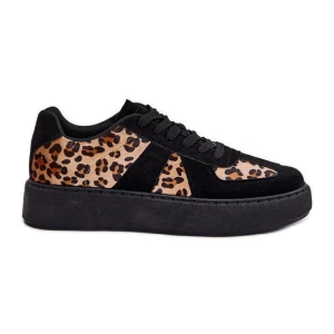 Zdjęcie produktu Sneakersy Damskie Z Panterką Na Platformie Czarne