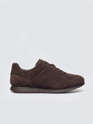 Sneakersy damskie ze skóry naturalnej zamszowej brązowe TT274226 804 BIG STAR