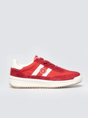 Sneakersy damskie ze skórzanymi wstawkami czerwone TT274158 603 BIG STAR