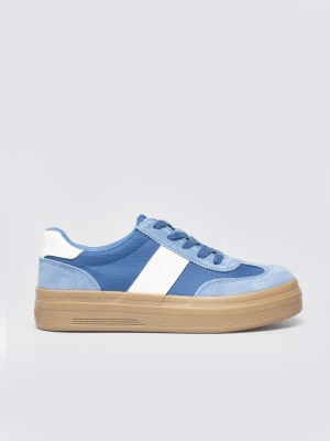 Sneakersy damskie ze skórzanymi wstawkami niebieskie TT274165 401 BIG STAR