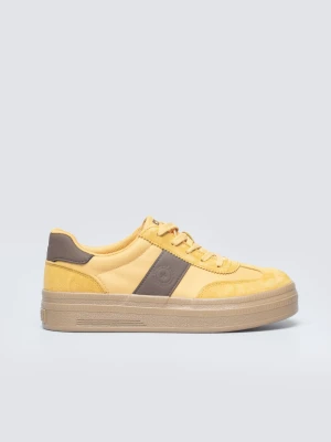 sneakersy damskie ze skórzanymi wstawkami żółte tt274166 201 BIG STAR