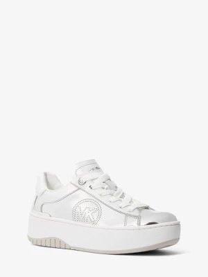 Sneakersy Dottie z metalicznej skóry na platformie Michael Kors SREBRNY (Srebrny)
