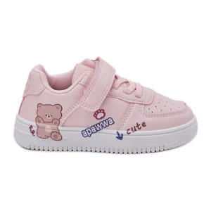 Sneakersy Dziecięce Na Rzep Z Misiem Różowe Inna marka