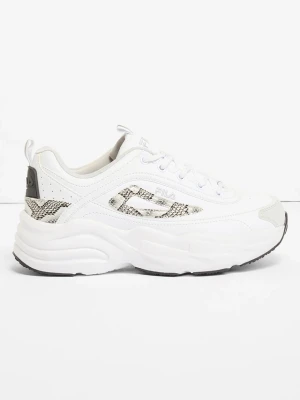 Sneakersy Fila chunky, ze wstawką ze wzorem w panterkę BonPrix biały