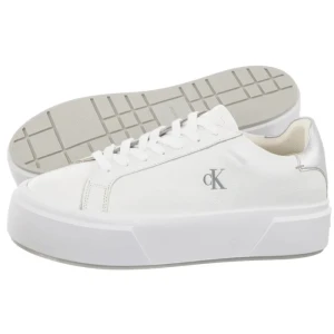 Sneakersy Flatform Lace Up Lth Met Bright White/Silver YW0YW01929 0LC (CK738-a) Calvin Klein